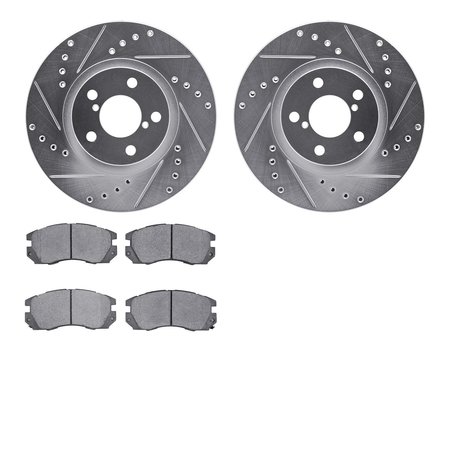 DYNAMIC FRICTION CO 7302-13019, Rotors-Drilled and Slotted-Silver with 3000 Series Ceramic Brake Pads, Zinc Coated 7302-13019
